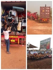 Container met spullen komt aan in Sunyani